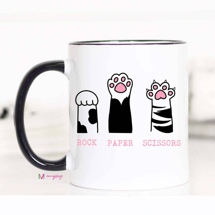 Mugsby - Rock, Paper, Scissors Funny Cat Mug