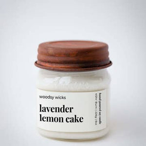 Woodsy Wicks - Lavender Lemon Cake Candle Mason Jar Wood Wick 8oz