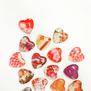Tanner Glass - Set of 2 Heart Shaped Magnets - Chiyogami ASSORTED PATTERNS