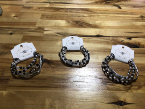 Queen Beadz - 4 Strand Bracelet Pack - Black, White & Crystal