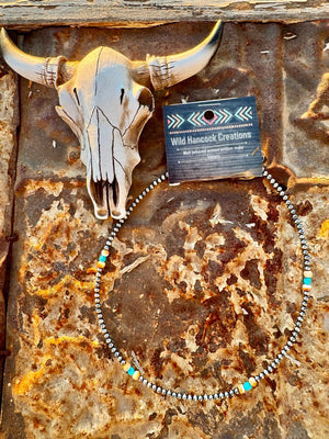 Wild Hancock Creations - Navajo Pearl Choker/Western Turquoise Necklace/Sterling