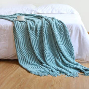 Fennco Styles - Waffle Stripe Knit 50"X60" Throw Blankets
