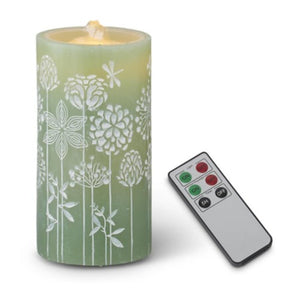 K&K Interiors - LED Wax Pillar Water Candle with Timer & Remote (Assorted)