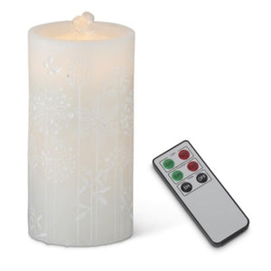 K&K Interiors - LED Wax Pillar Water Candle with Timer & Remote (Assorted)