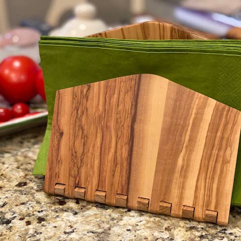 Natural OliveWood - Olive Wood Napkin Holder