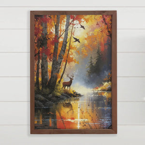 Hangout Home - Deer In the Wood in the Fall Canvas Art