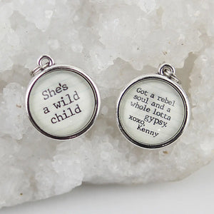 Jennifer Dahl Designs LLC - Wild Child Rebel Soul XO Lyric Double Sided Round Charm