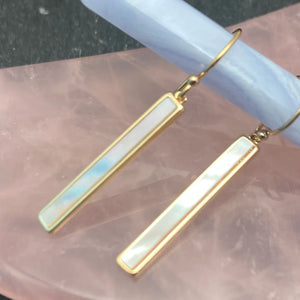 Elizabeth Jewelry - Gold Fill Rectangle Mother of Pearl Earring