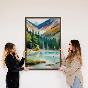 Hangout Home - Montana Lakescape Wood Framed Canvas