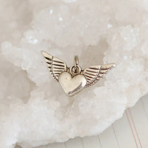 Jennifer Dahl Designs LLC - Tiny Silver Plated Winged Heart Charm