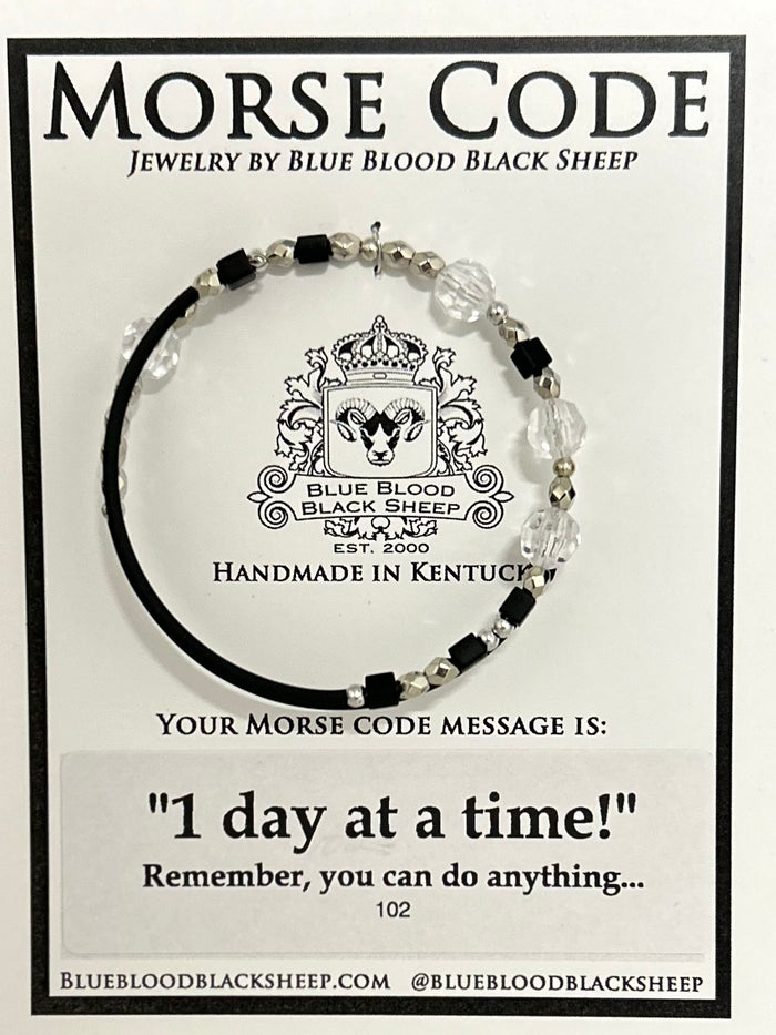 Blue Blood Black Sheep - Morse Code Wrap Bracelet One day at a time!