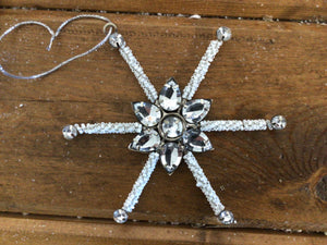 Demdaco - Sparkly Silver Snowflake Ornaments