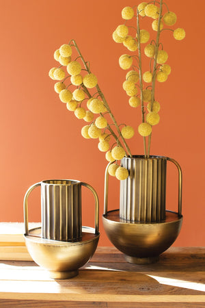 Kalalou - Metal Antique Brass Finish Vase with Handles (Assorted)