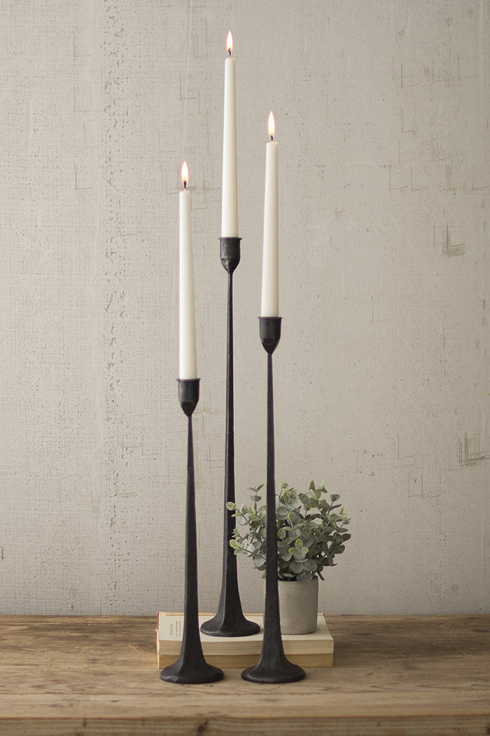 Kalalou - Tall Cast Iron Taper Candle Holders