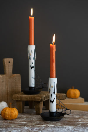 Kalalou - Painted Metal Ghost Taper Candle Holder