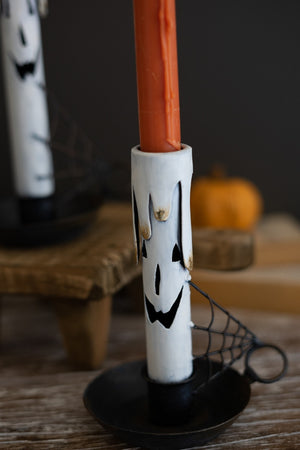 Kalalou - Painted Metal Ghost Taper Candle Holder