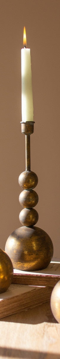 Kalalou - Antique Brass Bubble Taper Candle Holders (Assorted Sizes)