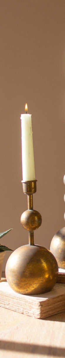 Kalalou - Antique Brass Bubble Taper Candle Holders (Assorted Sizes)