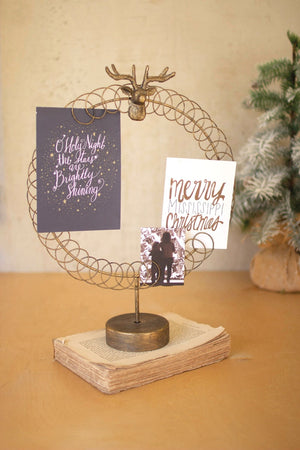 Kalalou - Round Wire Christmas Card Holder on a Stand
