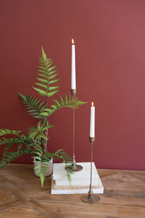 Kalalou - Tall Antique Brass Taper Candle Holders (Assorted Sizes)