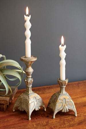 Kalalou - Resin antique Brass Taper Candle Stands (Assorted Sizes)