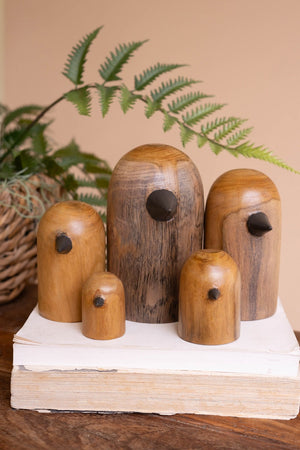 Kalalou - Set of Five Teakwood Bird Sculptures