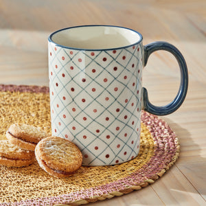 Tag - Red, White & Blue Stamped Grid Mug