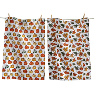 tag - Pumpkin & Leaves Dishtowel Set Of 2
