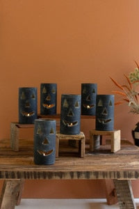 Kalalou - Tall Black Clay Jack-O-Lantern