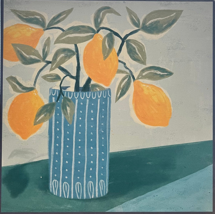 Demdaco - Lemons in Blue Vase Wall Art 10"