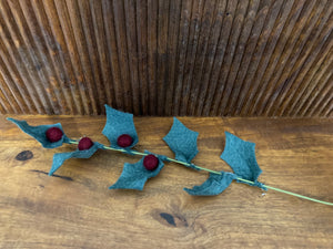 Fleurish Felt Flower Co. - Felt Holly Stem