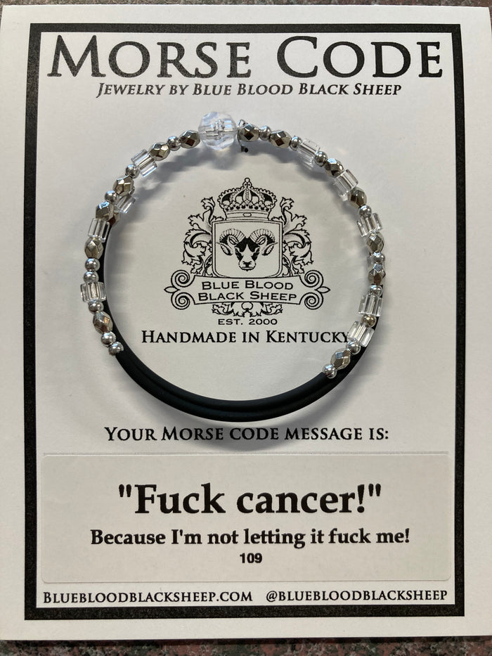 Blue Blood Black Sheep - Morse Code Wrap Bracelet "F*#! Cancer!"