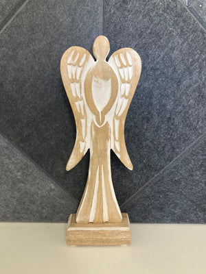 Mary Square - Feathered Wood Angel