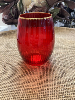 Mary Square - Glass Stemless Ribbed Wine