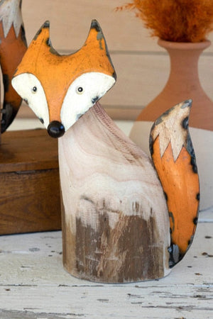 Kalalou - Recycled Wood and Iron Fox (Assorted)