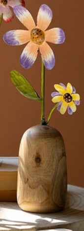 Kalalou - Painted Metal Flowers with Wooden Bases