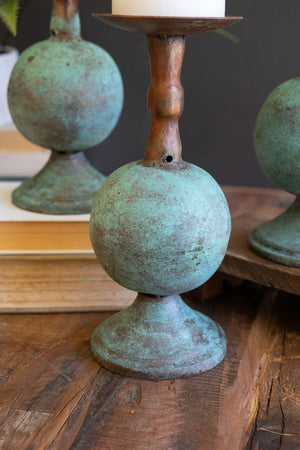 Kalalou - Copper Patina Finish Pillar Candle Holder (Assorted)