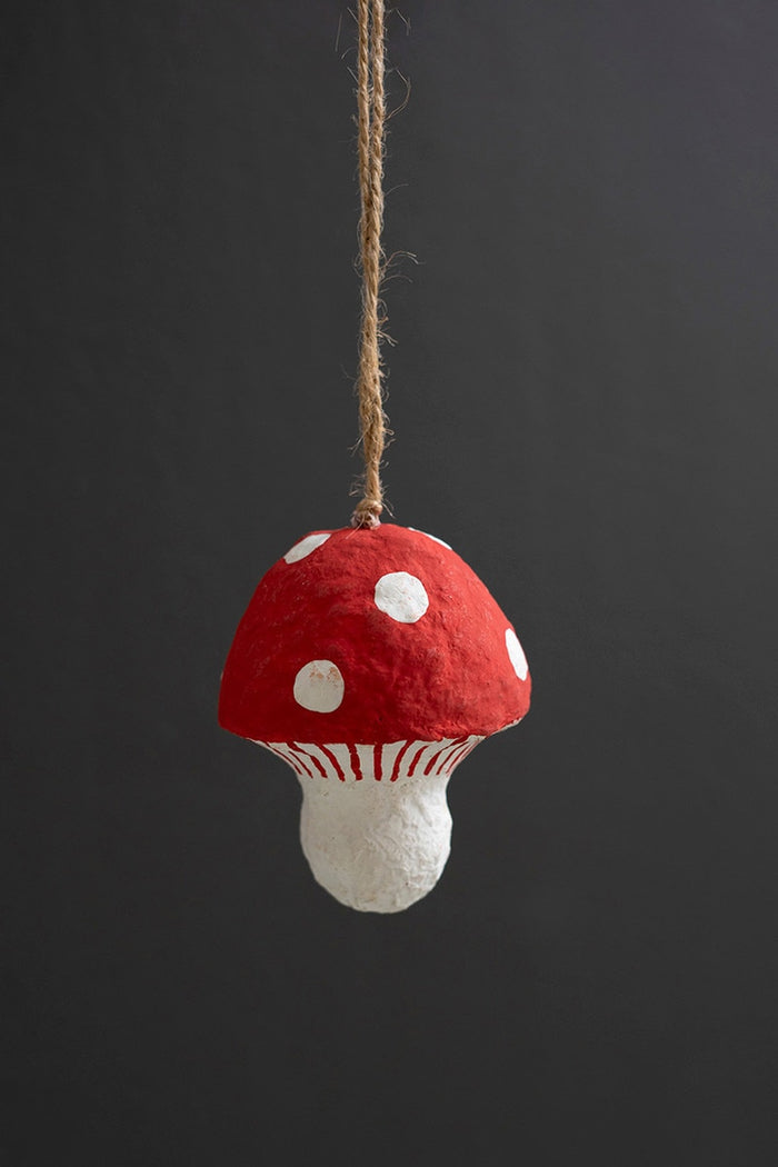 Kalalou - Paper Mache Mushroom Christmas Ornament