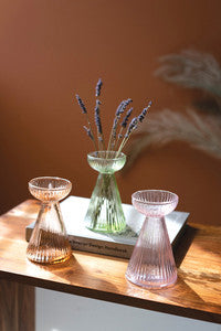 Kalalou - Glass Vase and Taper Candle Holder