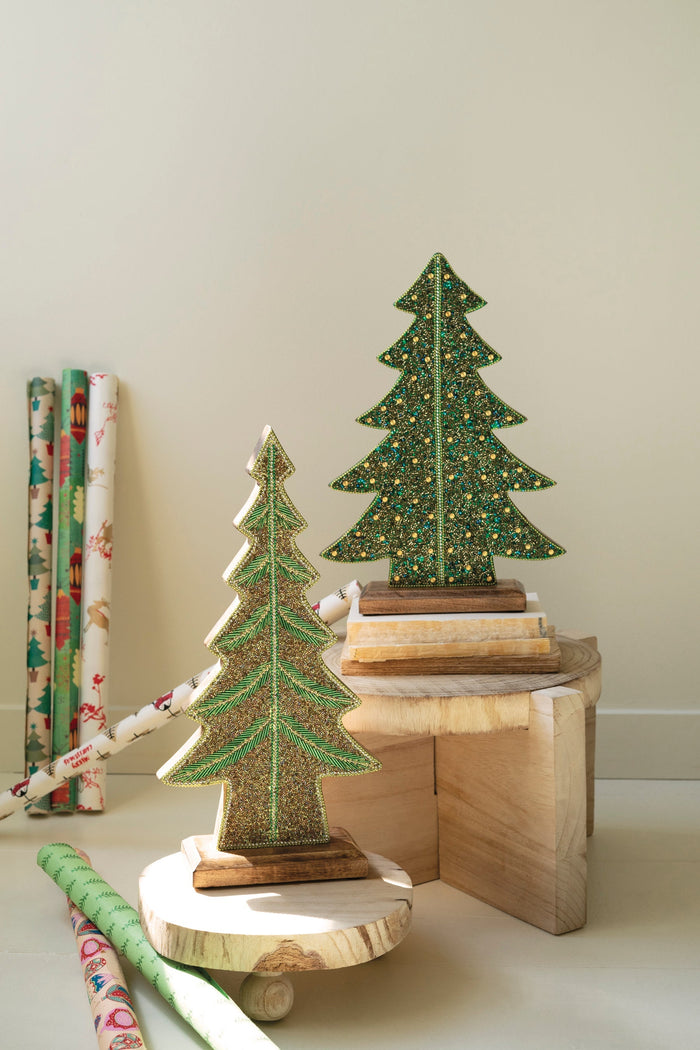 K&K Interiors - Beaded Wood Christmas Trees (Assorted)
