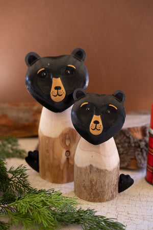 Kalalou - Recycled Wood and Iron Black Bears
