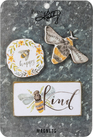 Primitives by Kathy - Floral Bee Kind Magnet Set