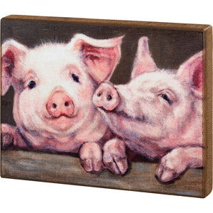 Primitives by Kathy - Pink Pigs Box Sign