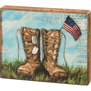 Primitives by Kathy - Soldier's Boots Block Sign