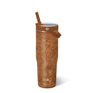 Swig Life - Saddle Stitch Cognac Leakproof To-Go Tumbler 30oz