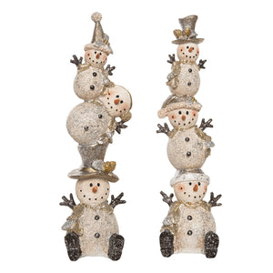 Transpac - Resin Metallic Stacked Snowman Figurines (Assorted)