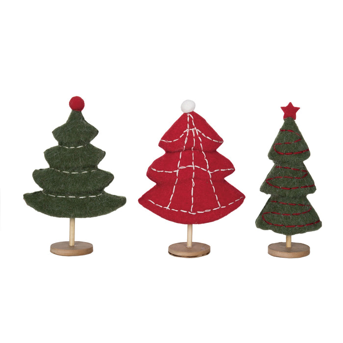 Transpac - Plush Decorative Trees on Wood Base
