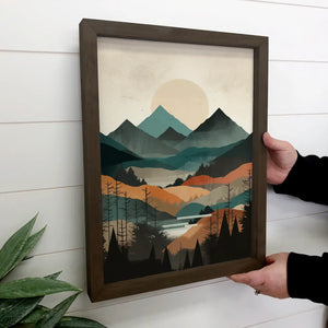 Hangout Home - Midcentury Modern Mountainscape Framed Decor