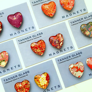 Tanner Glass - Set of 2 Heart Shaped Magnets - Chiyogami ASSORTED PATTERNS