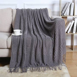 Fennco Styles - Waffle Stripe Knit 50"X60" Throw Blankets